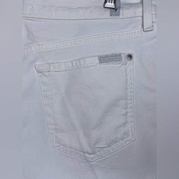 7 OF ALL MANKIND Broken Twill Cut Off White Denim Women's Shorts - Picture 7 of 10